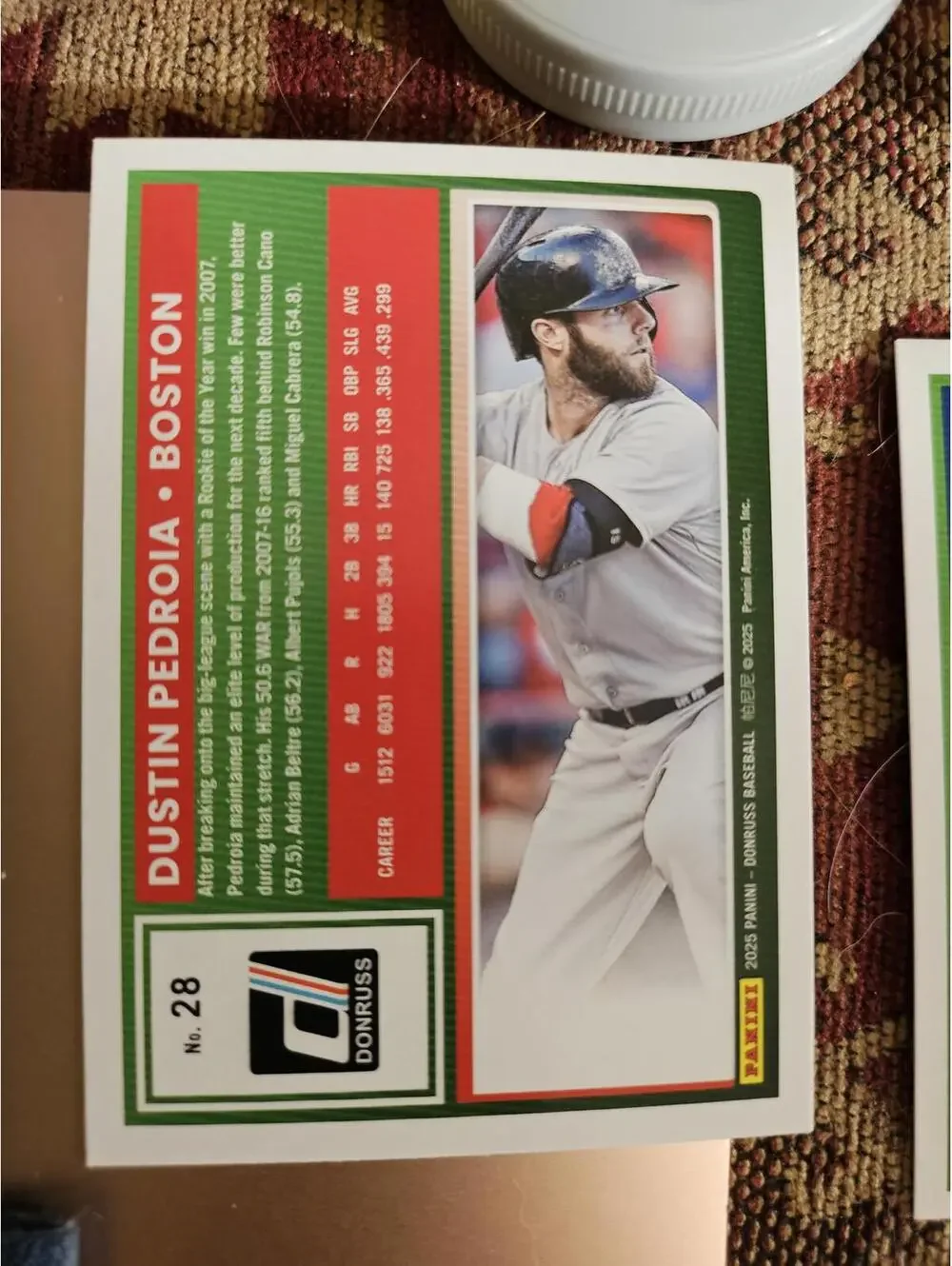 Dustin Pedroia - 2025 Panini Donruss baseball - #28 - Red Sox - RAW Mint